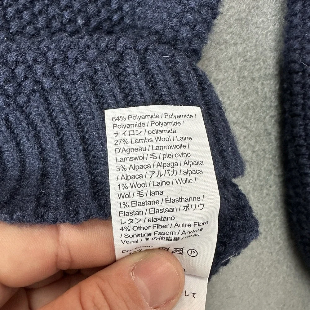 J Crew Zig Zag Faire Isle Wool Alpaca Blend Blue Sleeve balloon Sweater Sz Large